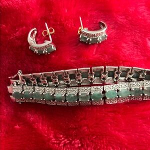 Silver and Green Vintage-Style Bracelet